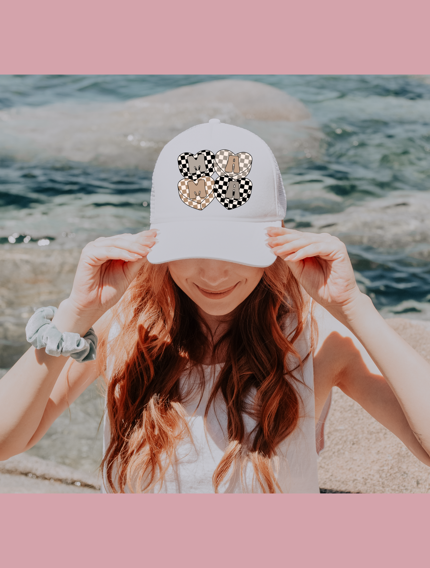Mama Checkered Hearts Hat