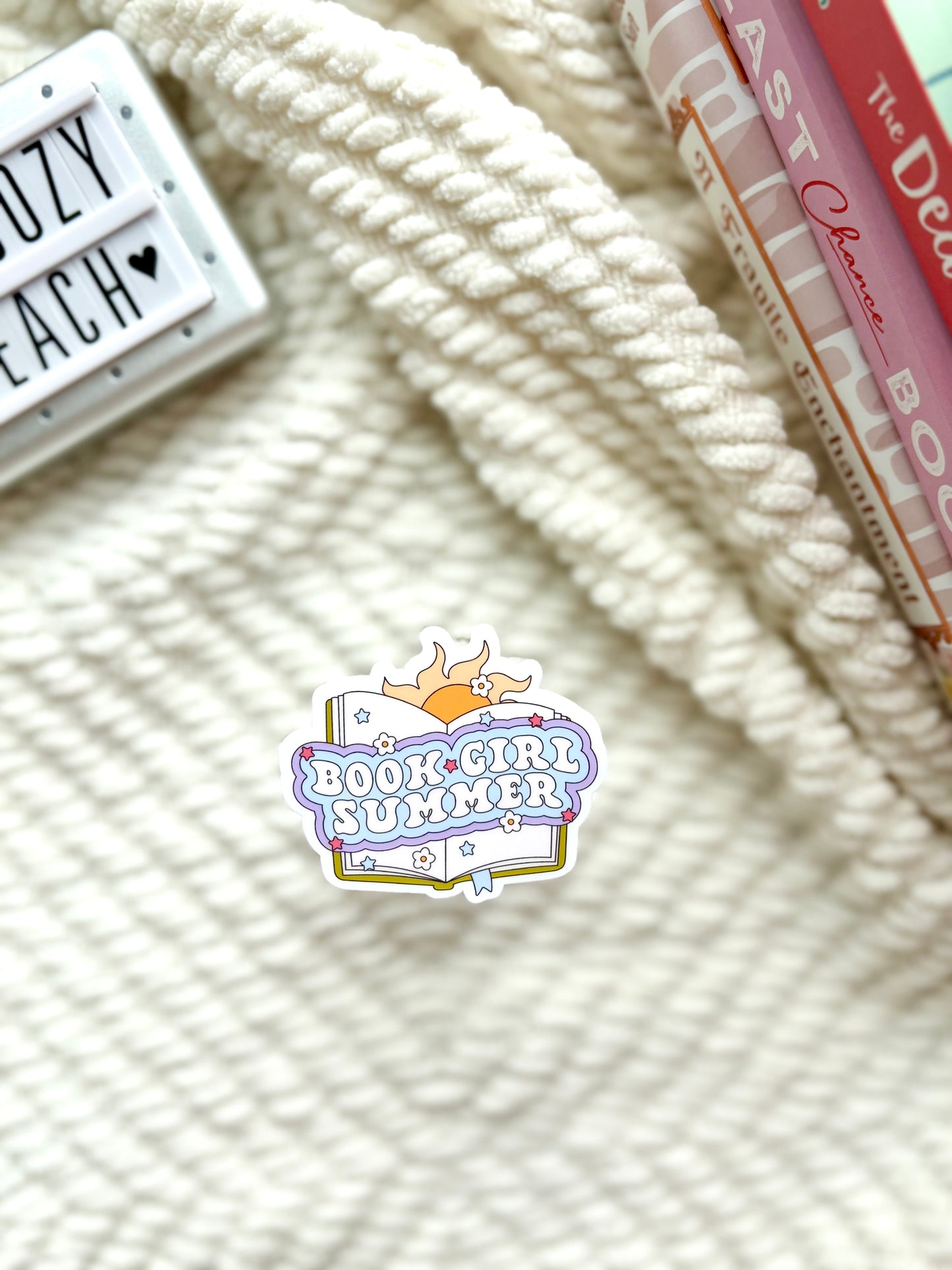 Book girl summer open book sticker