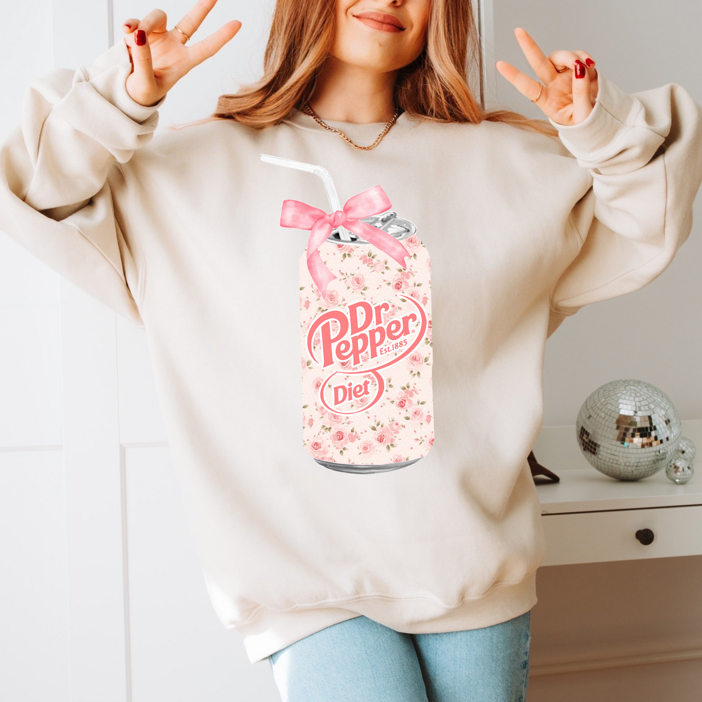 Pink Floral Diet Dr Pepper - Shirt/Crewneck