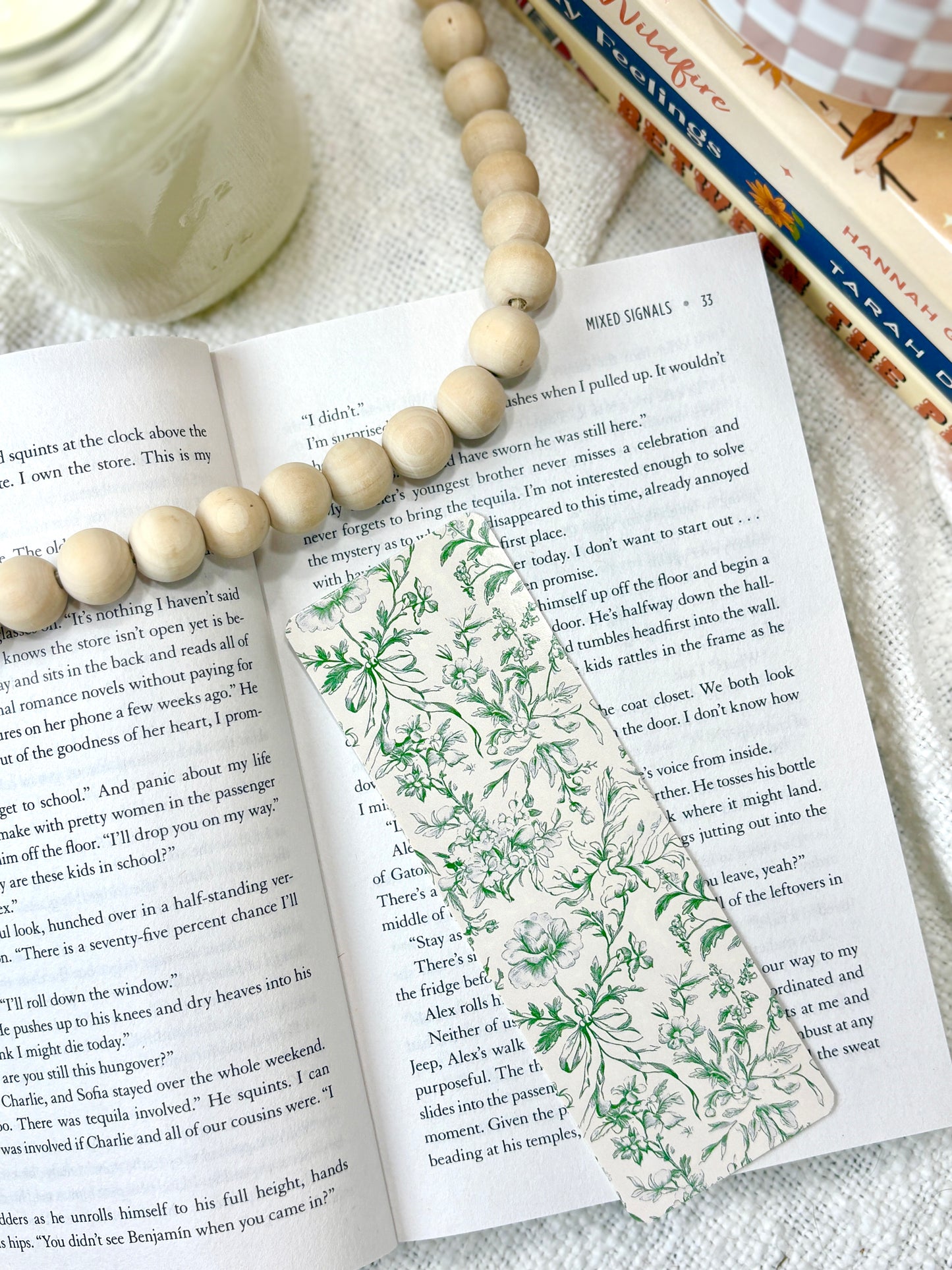 Vintage Green Toile Bookmark