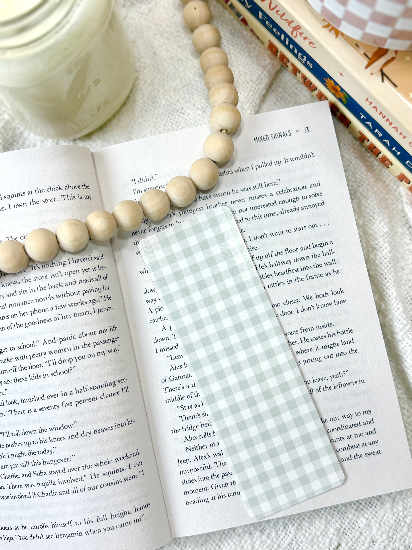 Soft Sage Plaid Bookmark
