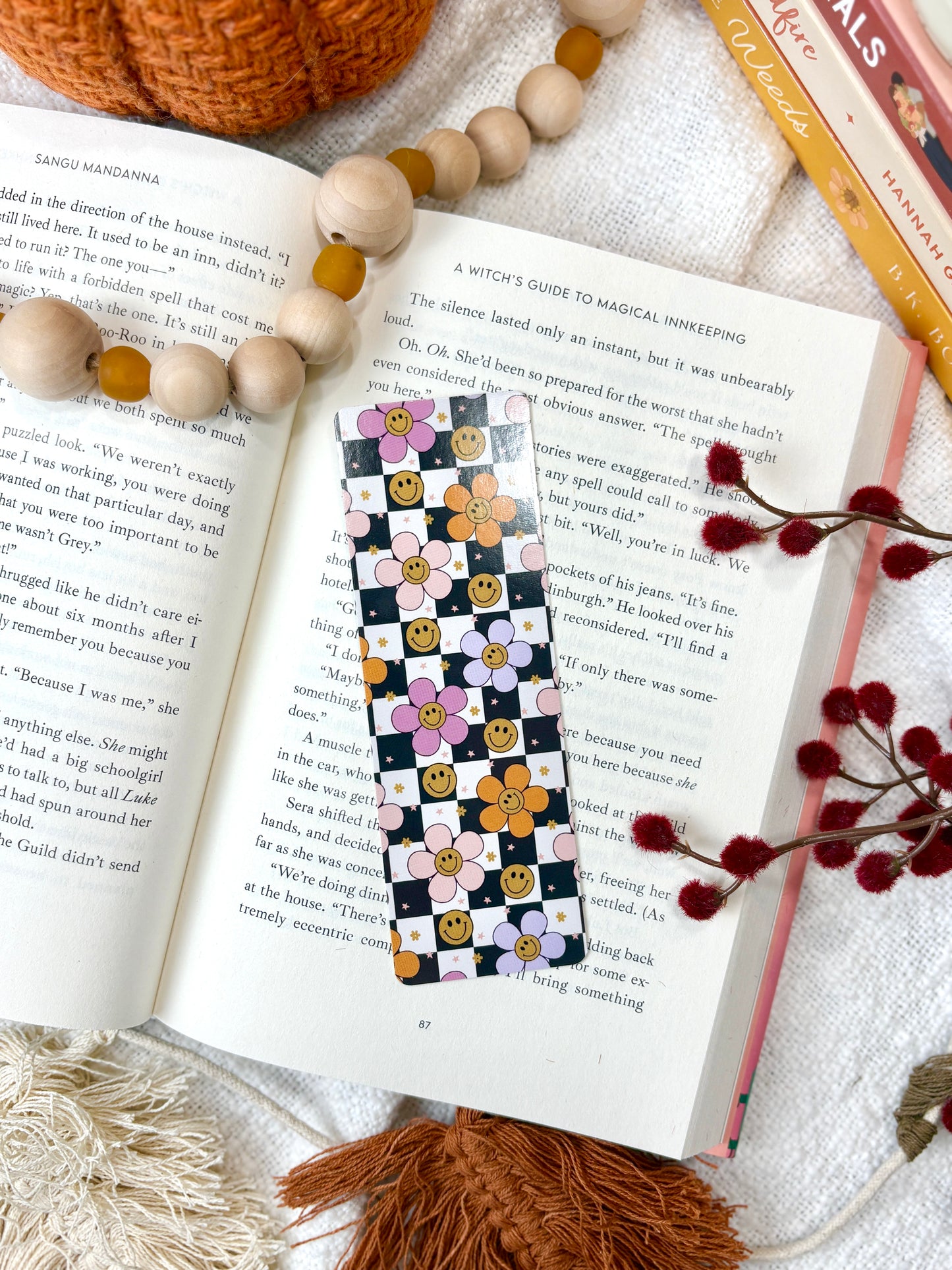 Fall Checkered Smiley Bookmark