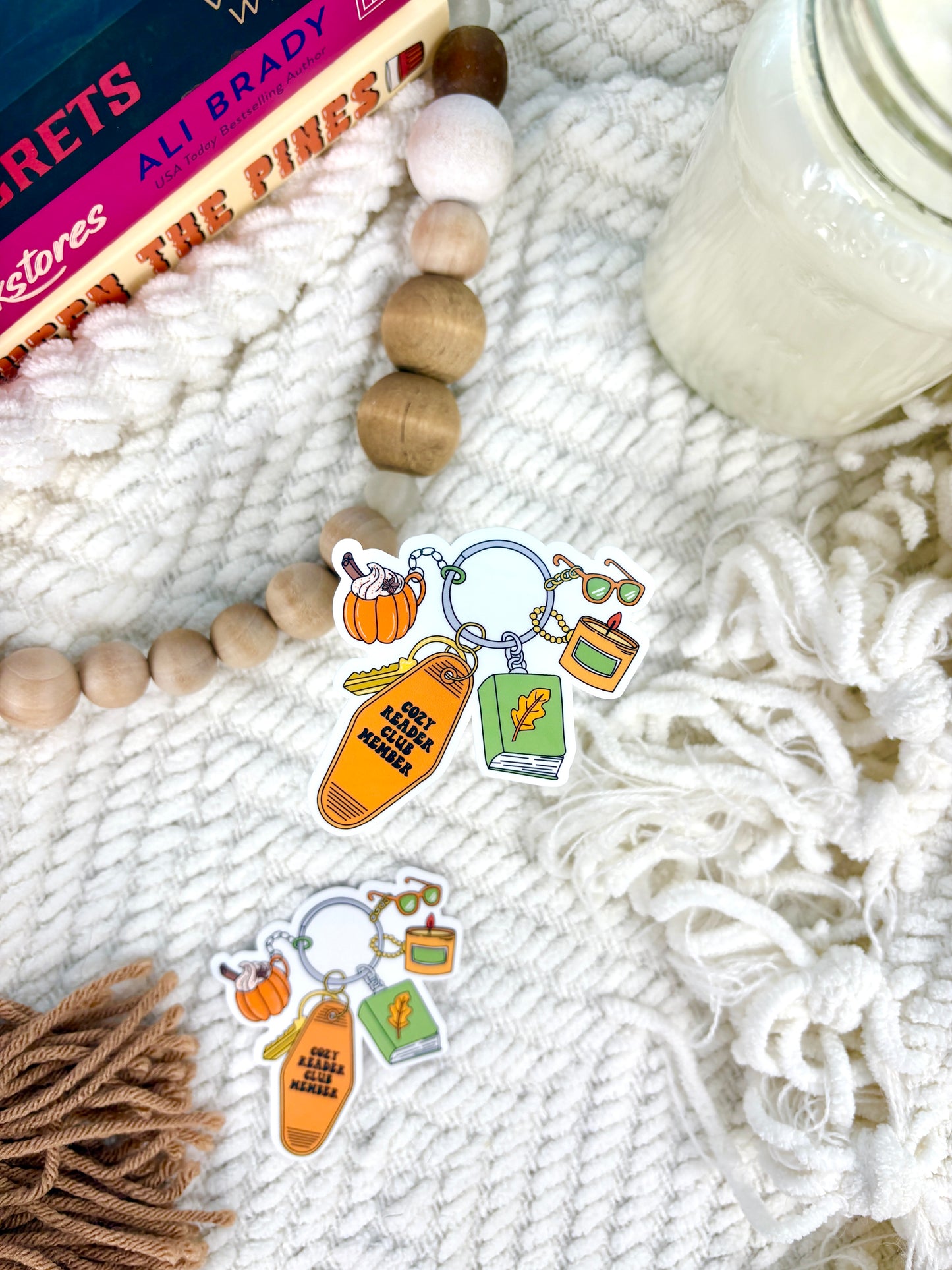 Cozy Reader Keychain Sticker