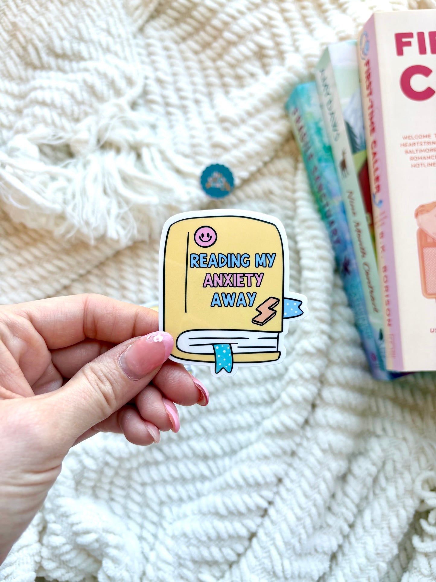 Reading My Anxiety Away Sticker