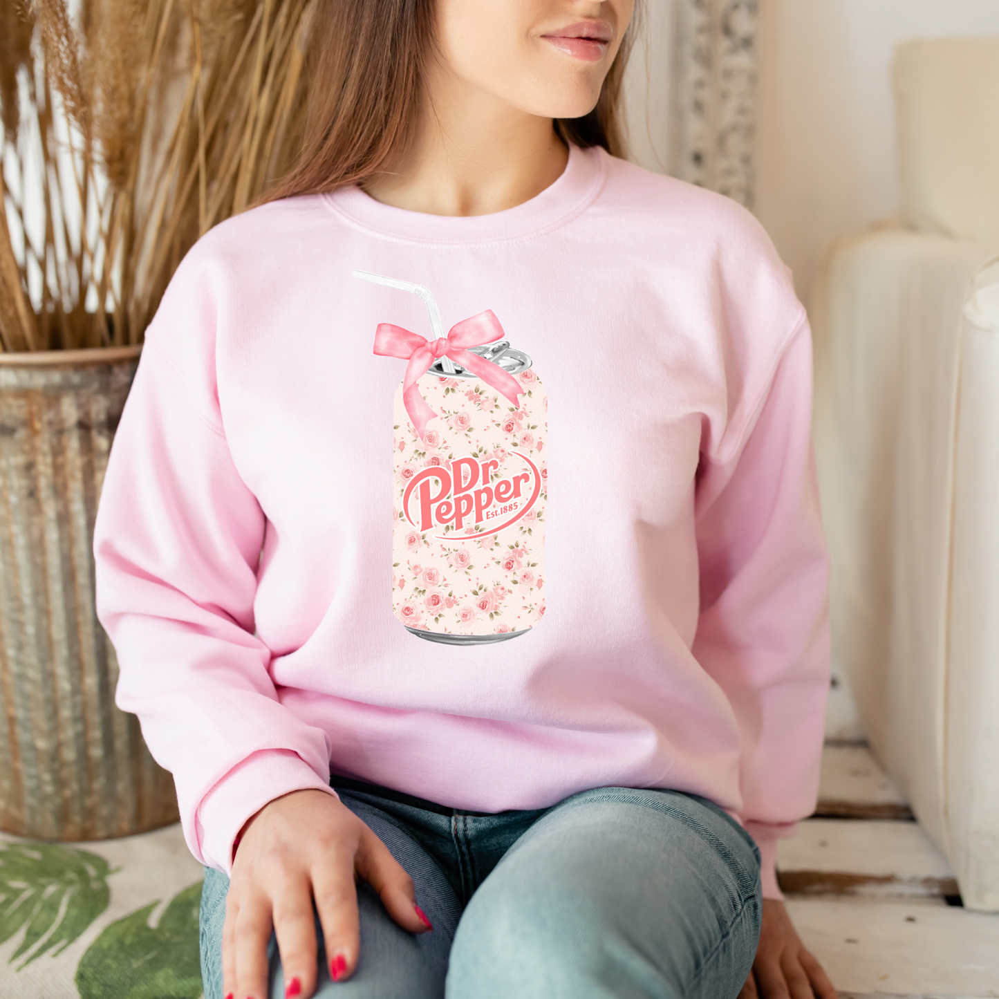 Pink Floral Dr Pepper - Shirt/Crewneck