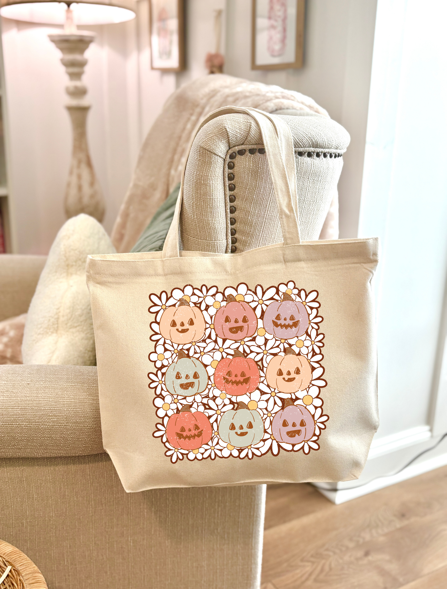 Floral Jack O Lanterns Tote