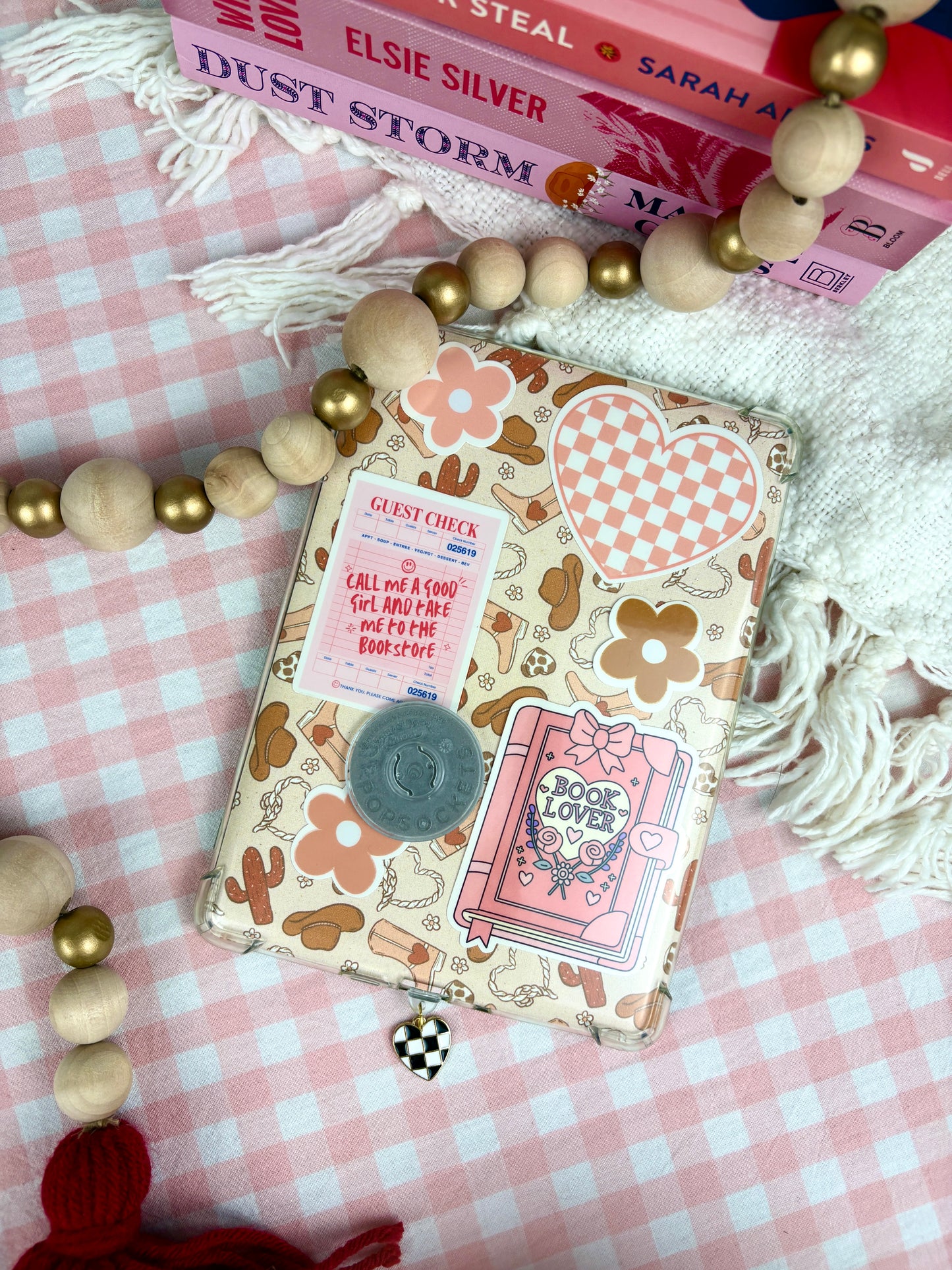 Checkered Heart Kindle/Switch Charm