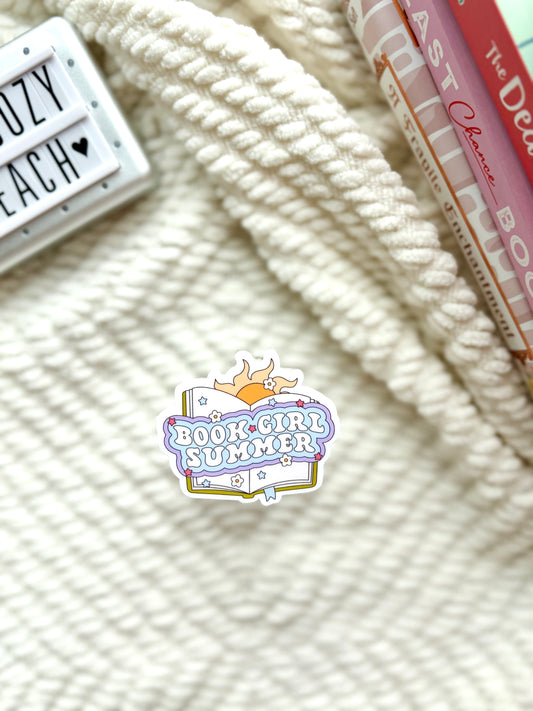 Book girl summer open book sticker