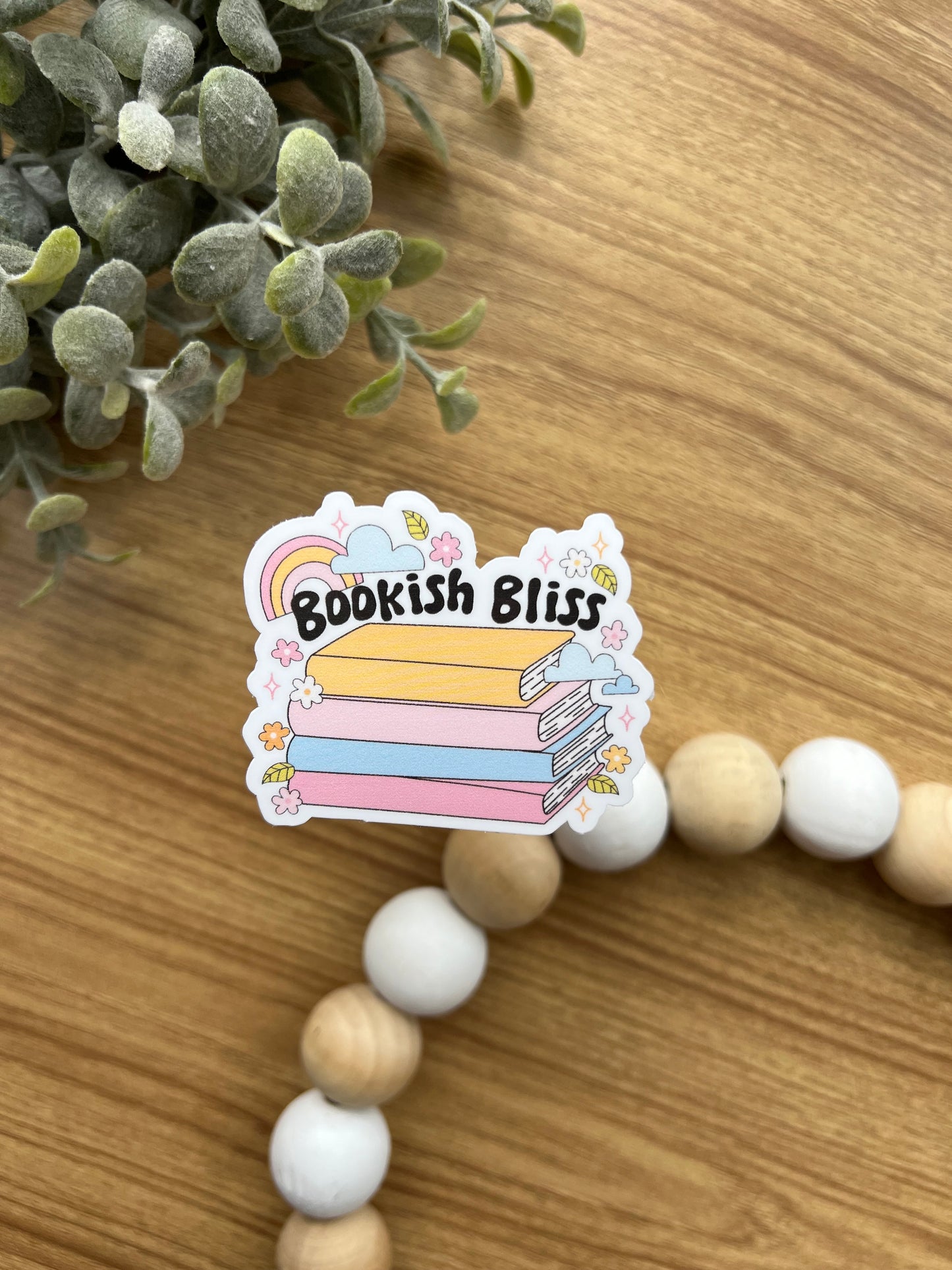 bookish bliss book stack sticker