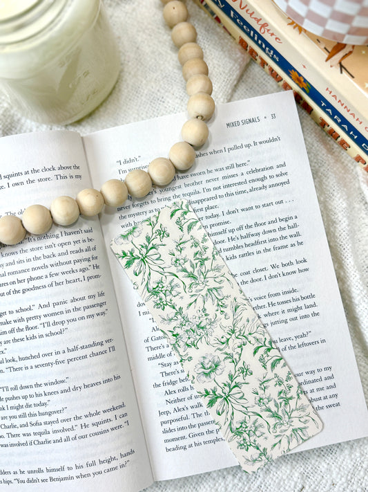 Vintage Green Toile Bookmark