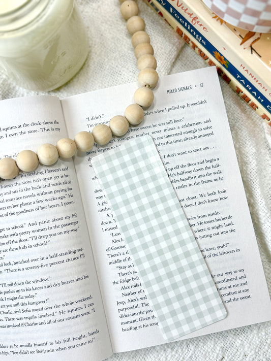 Soft Sage Plaid Bookmark