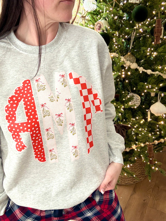 *CUSTOM* Monogrammed Festive Scalloped Christmas - Crewneck
