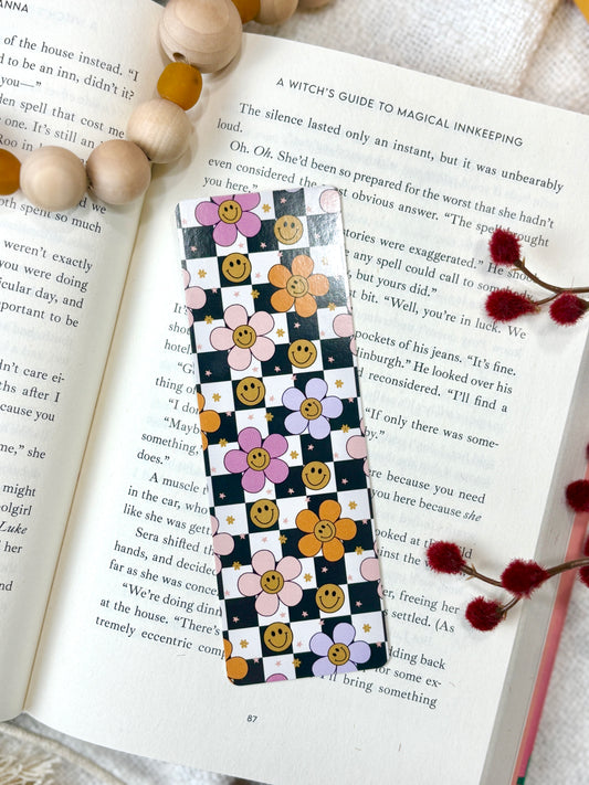 Fall Checkered Smiley Bookmark