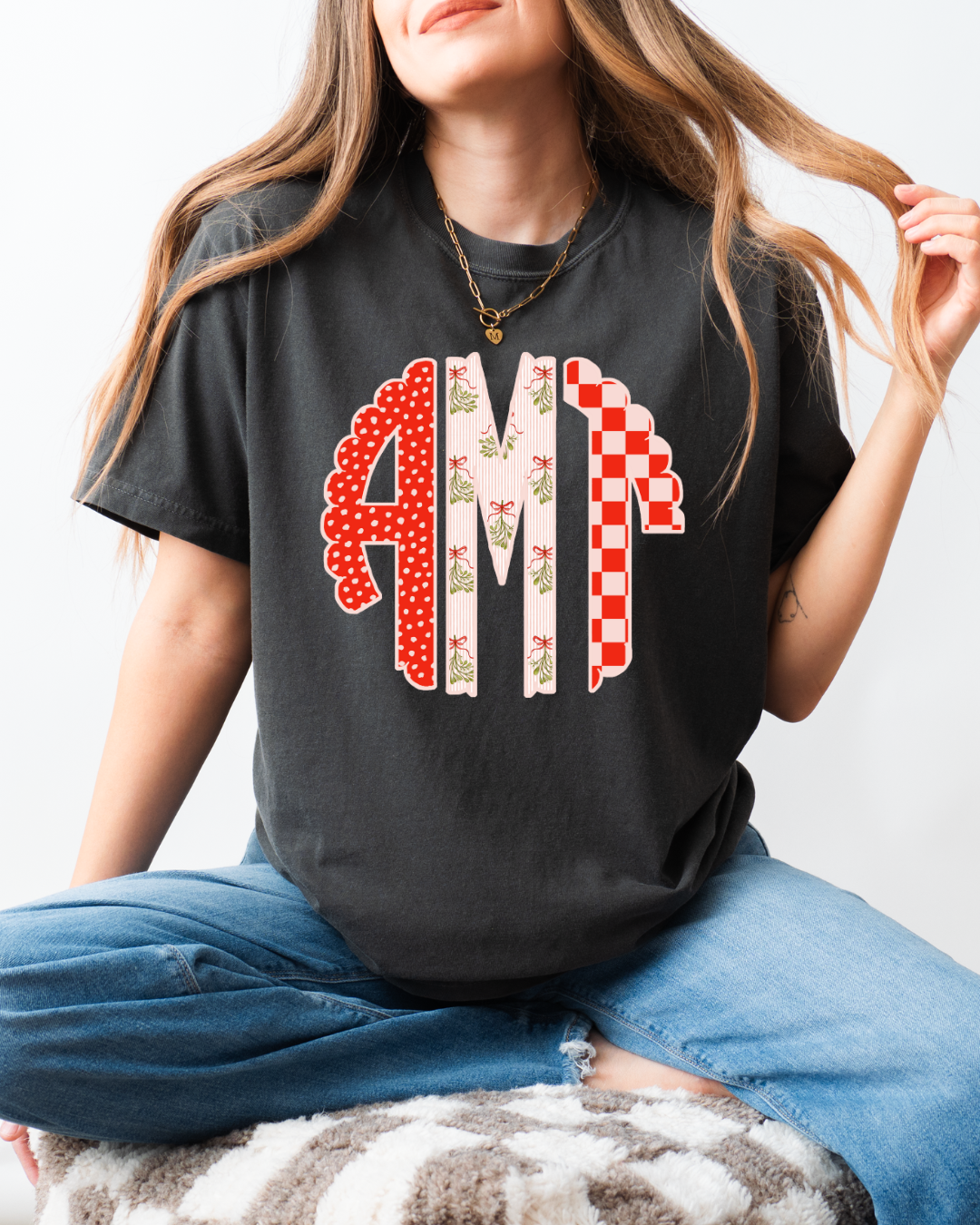 *CUSTOM* Monogrammed Festive Scalloped Christmas - Shirt
