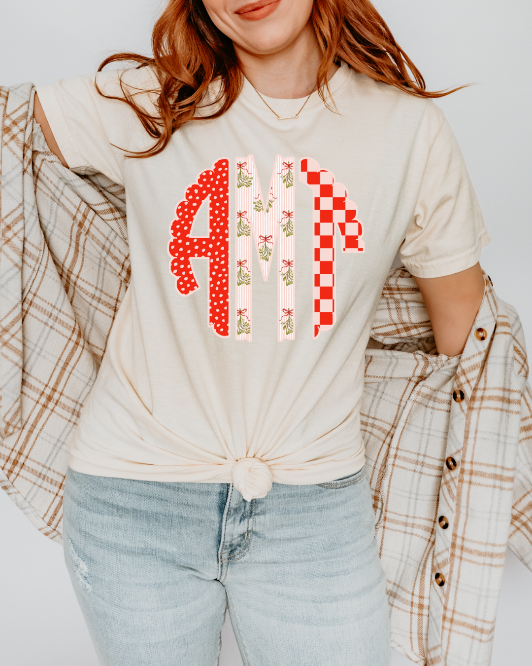 *CUSTOM* Monogrammed Festive Scalloped Christmas - Shirt