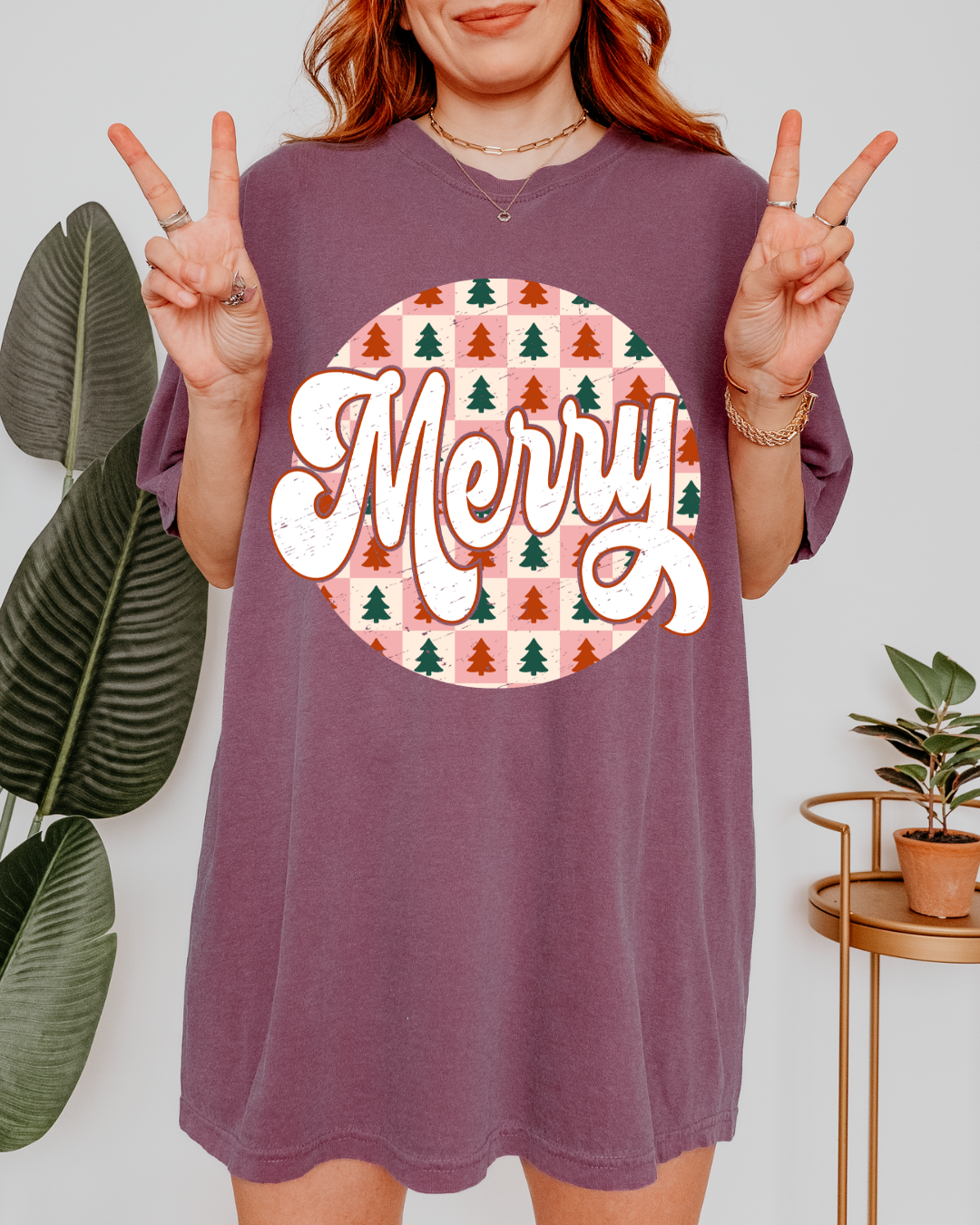 Merry Checkered Tree - Shirt