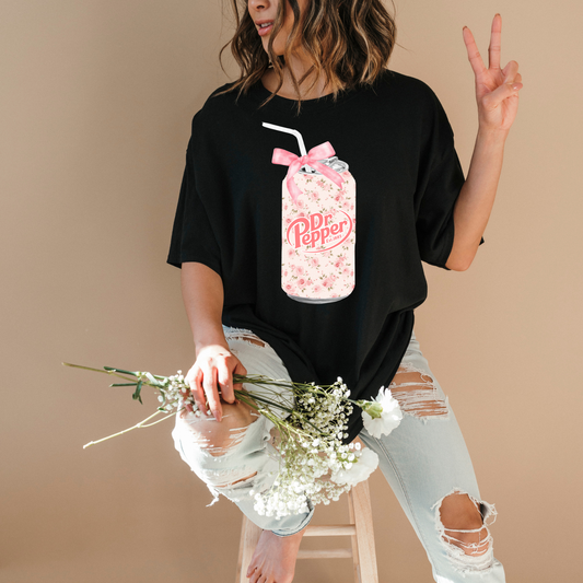 Pink Floral Dr Pepper - Shirt/Crewneck