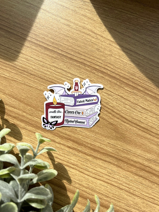 fantasy book stack sticker