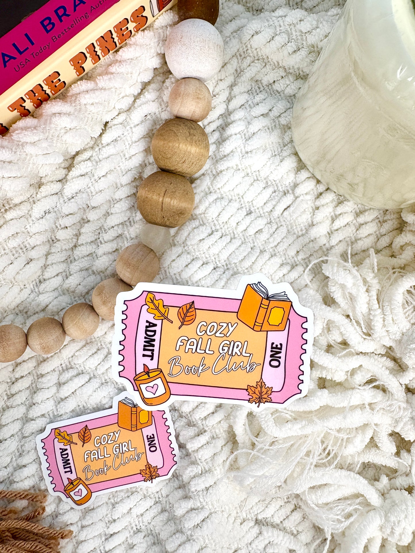 Cozy Fall Girl Book Club Ticket Sticker