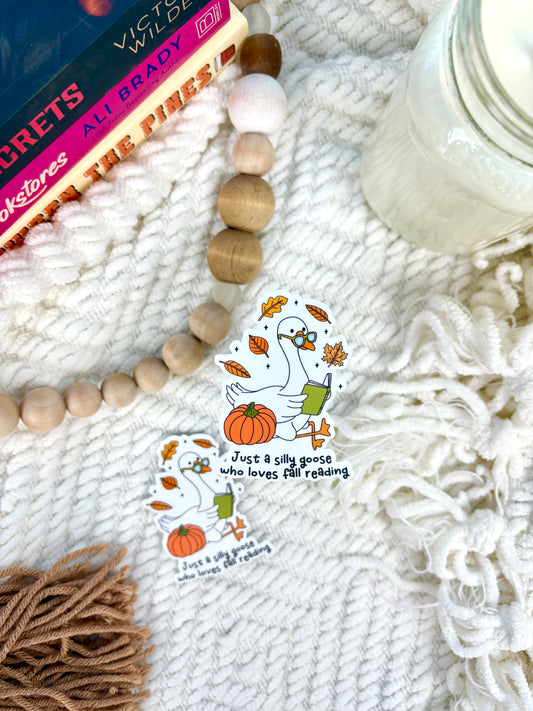 Silly Goose Loves Fall Reading Sticker