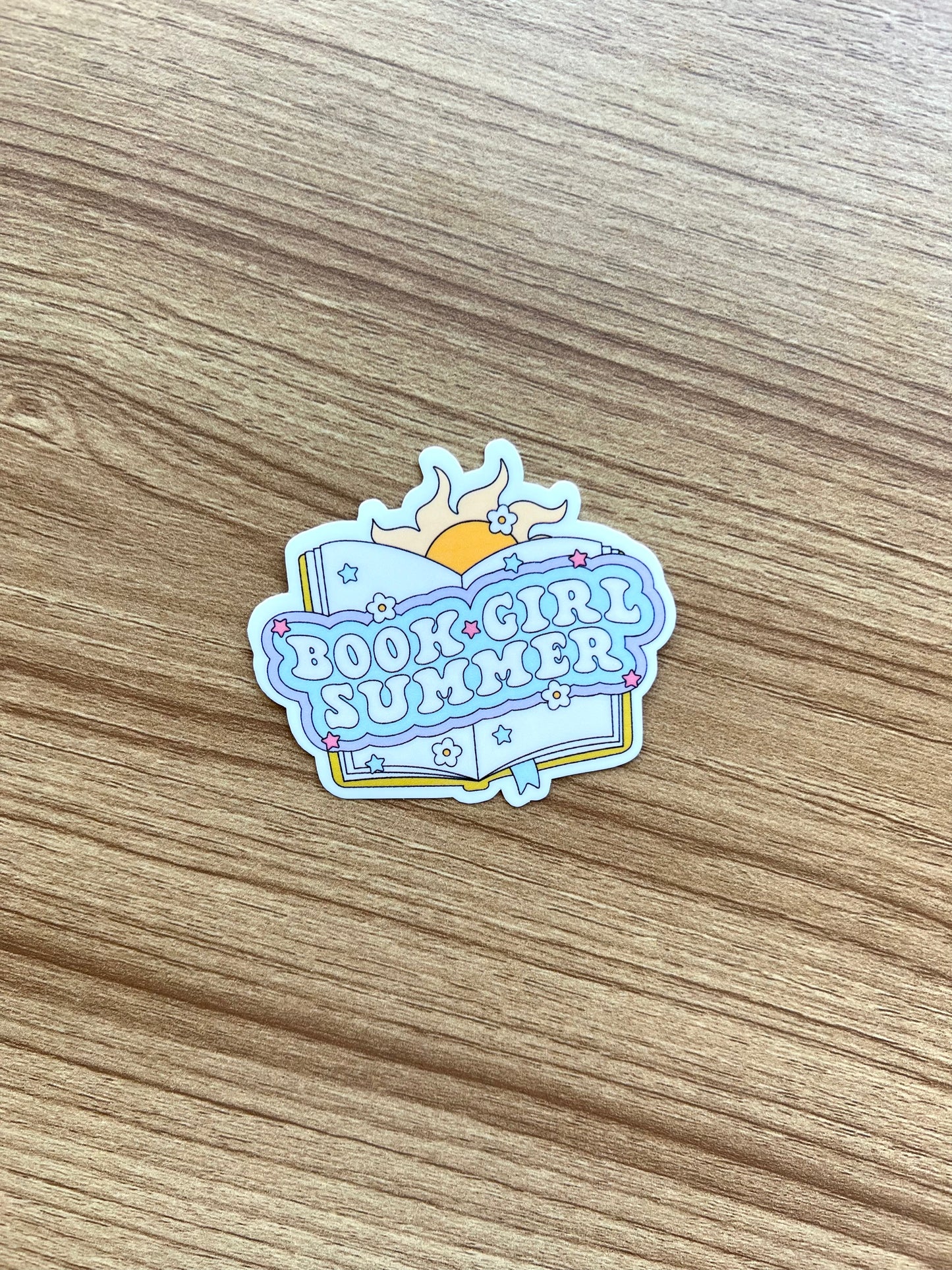 Book girl summer open book sticker