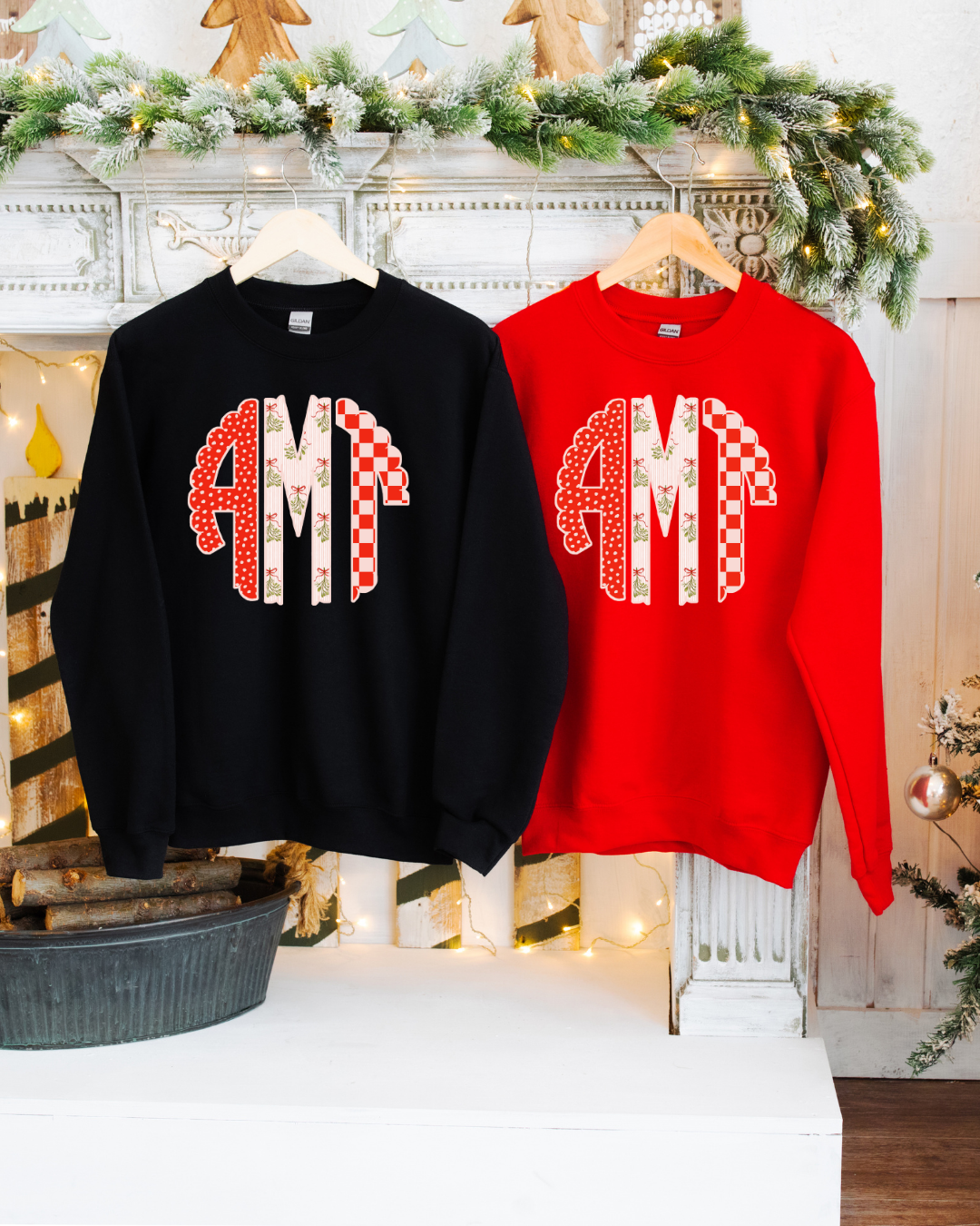 *CUSTOM* Monogrammed Festive Scalloped Christmas - Crewneck
