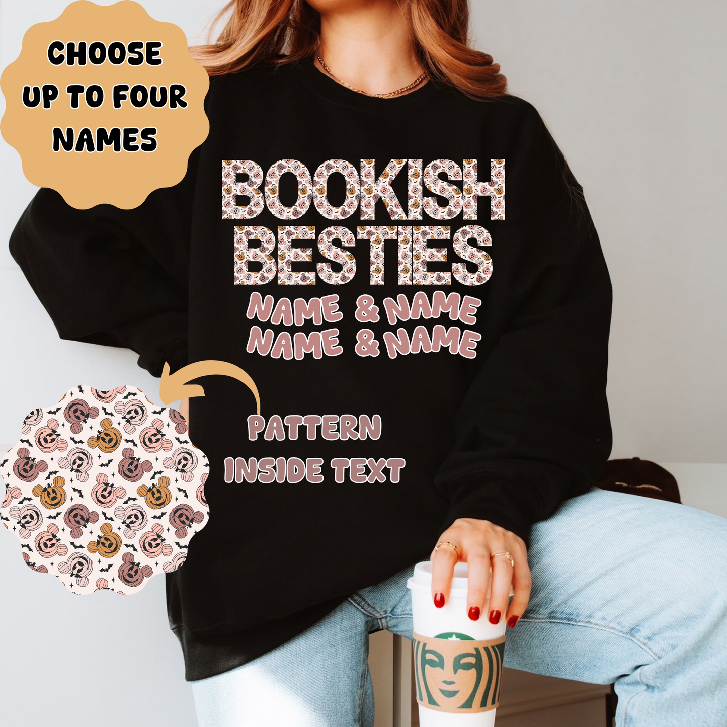 Personalized Halloween Magical Ears Bookish Besties Shirt/Crewneck