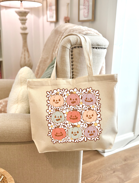 Floral Jack O Lanterns Tote