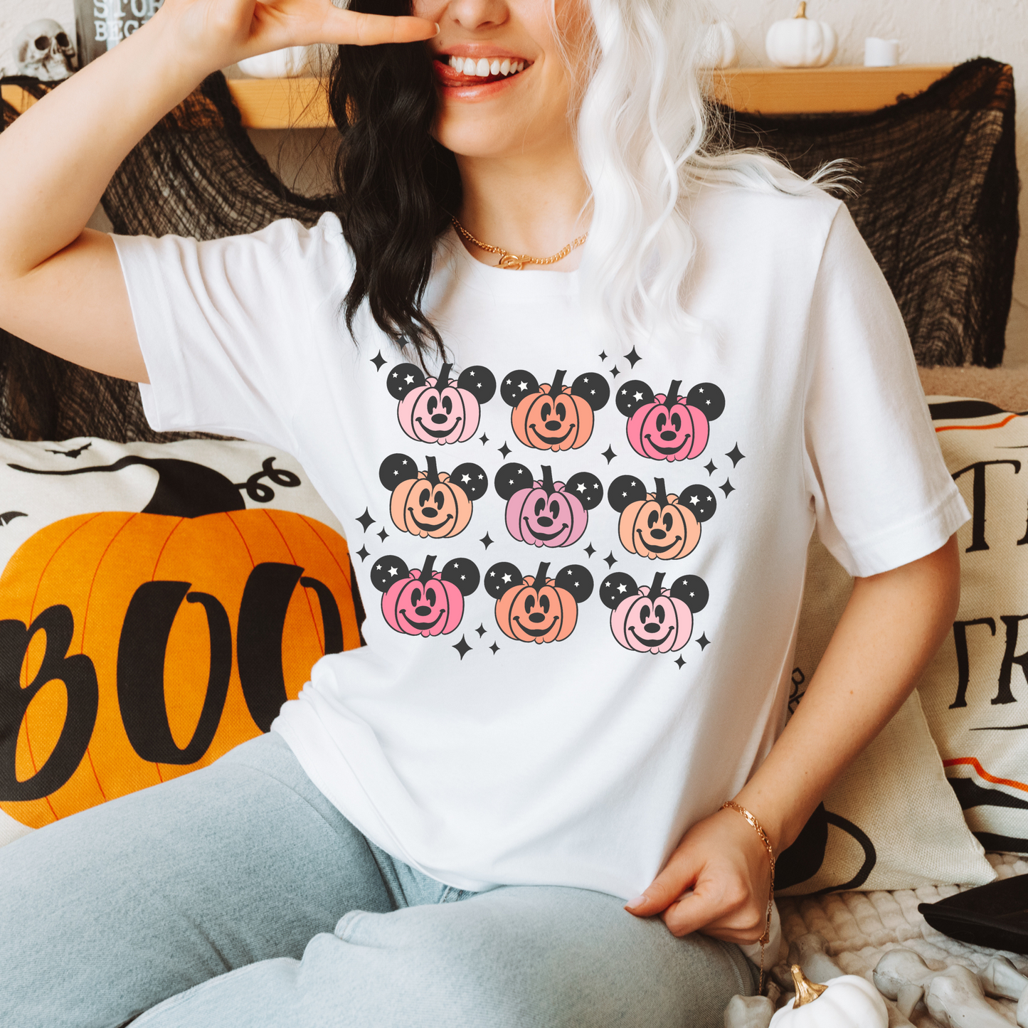 Colorful Mouse Ears Pumpkins Shirt/Crewneck